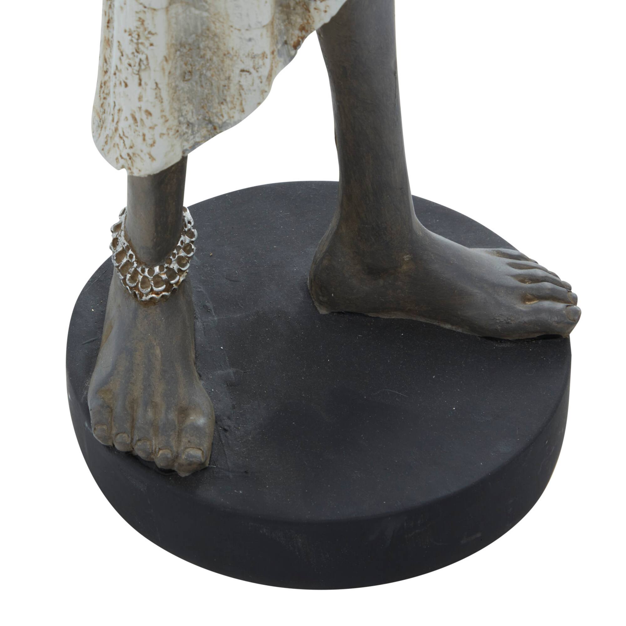 Set of 3 White Eclectic Polystone Women Sculpture 15", 20", 24"